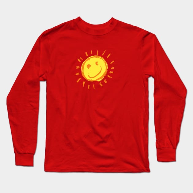 Crayon Sun Long Sleeve T-Shirt by SteveW50